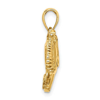 14k Yellow Gold 2-D Elephant Running w/Raised Trunk Pendant