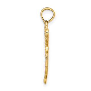 14k Yellow Gold Dragonfly w/Beaded Filigree Wings Pendant