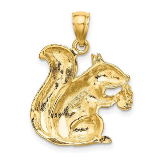 14k Yellow Gold 2-D Textured Sitting Squirrel Pendant