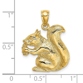 14k Yellow Gold 2-D Textured Sitting Squirrel Pendant