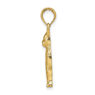 14k Yellow Gold Textured Sitting Cat Pendant