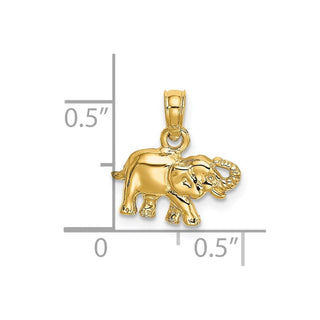 14k Yellow Gold Polished Small Elephant Pendant