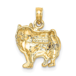 14k Yellow Gold Polished Pomeranian Dog Pendant