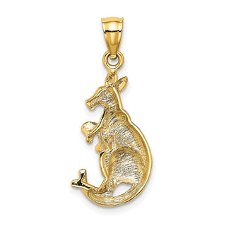 14k Yellow Gold 2-D Kangaroo With Baby In Pouch Pendant