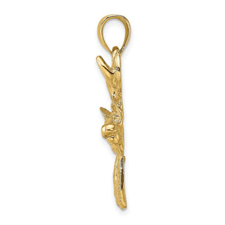 14k Yellow Gold 2-D Deer Head Profile Pendant