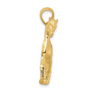 14k Yellow Gold 2-D Polished Horse Pendant K6508