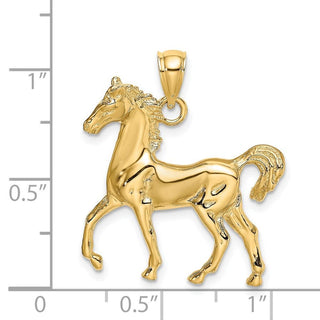 14k Yellow Gold 2-D Polished Horse Pendant K6508
