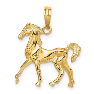 14k Yellow Gold 3-D Horse Pendant K6512