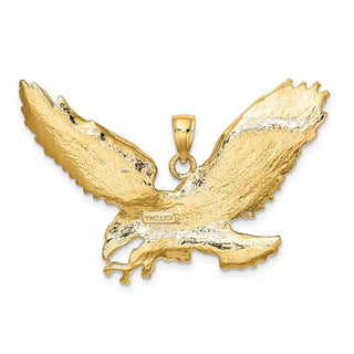 14k Yellow Gold 2-D Eagle w/Beak Touching Claws Pendant K6514