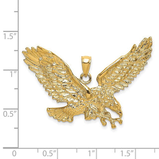 14k Yellow Gold 2-D Eagle w/Beak Touching Claws Pendant K6514