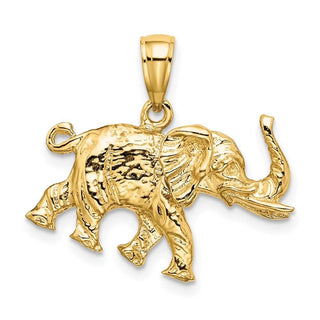 14k Yellow Gold 3-D Elephant Profile w/Tusk Pendant