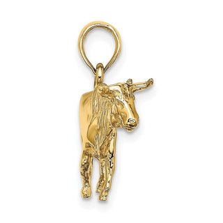 14k Yellow Gold 3-D Bull w/Horns Pendant