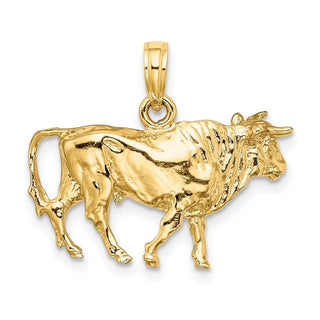 14k Yellow Gold 3-D Bull w/Horns Pendant