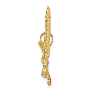 14k Yellow Gold 2-D Eagle w/Beak Touching Claws Pendant K6526