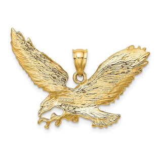 14k Yellow Gold 2-D Eagle w/Beak Touching Claws Pendant K6526