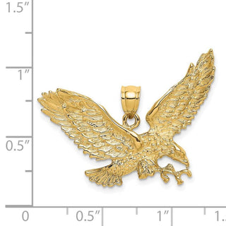 14k Yellow Gold 2-D Eagle w/Beak Touching Claws Pendant K6526