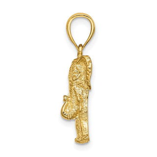 14k Yellow Gold 2-D Elephant w/Raised Trunk Pendant