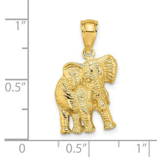 14k Yellow Gold 2-D Elephant w/Raised Trunk Pendant