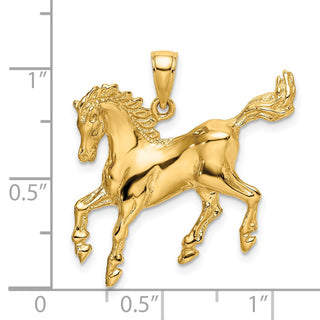 14k Yellow Gold 2-D Horse Pendant K6544