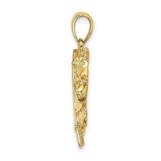 14k Yellow Gold Horse Head w/ Shoe and Crop Pendant