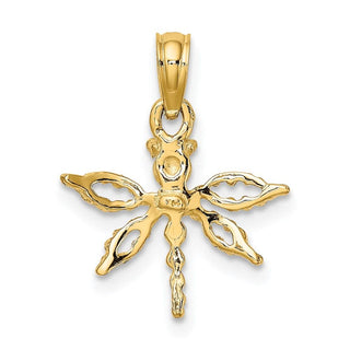 14k Yellow Gold 2-D Mini Dragonfly w/Cut-Out Wings Pendant