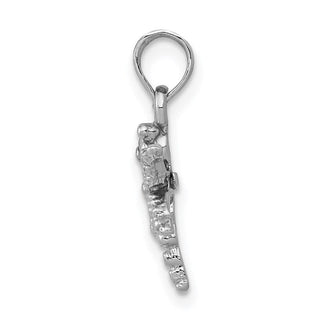 14k White Gold 2-D Mini Dragonfly W/Cut-Out Wings Pendant