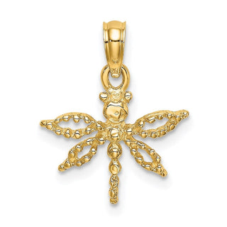 14k Yellow Gold 2-D Mini Dragonfly w/Cut-Out Wings Pendant