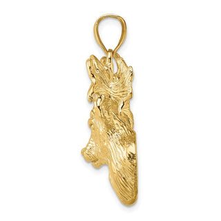 14k Yellow Gold 2-D Textured Deer Head Pendant