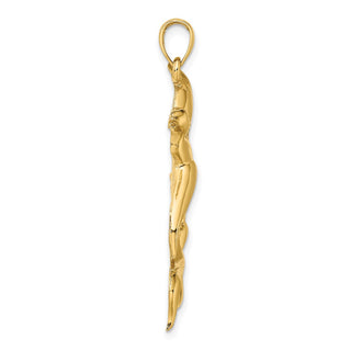 14k Yellow Gold 2-D Duck Flying From Willow Pendant