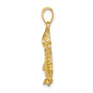 14k Yellow Gold 2-D Textured Dragon Pendant