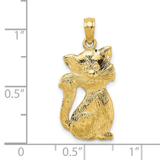 14k Yellow Gold 2-D Sitting Cat Pendant