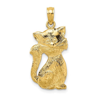 14k Yellow Gold 2-D Sitting Cat Pendant