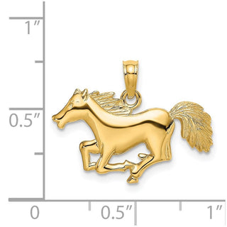 14k Yellow Gold Running Horse Pendant