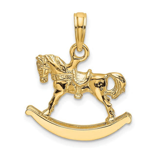 14k Yellow Gold Polished 3-D Rocking Horse Pendant