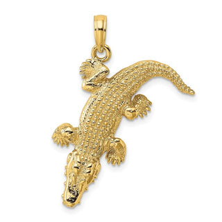 14k Yellow Gold 3-D Alligator w/Moveable Mouth Pendant