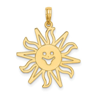 14k Yellow Gold Cut-Out Smiling Sun Pendant
