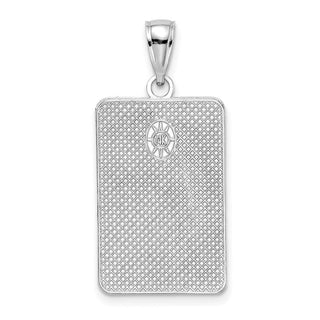14k White Gold Rectangular Engraved Pendant