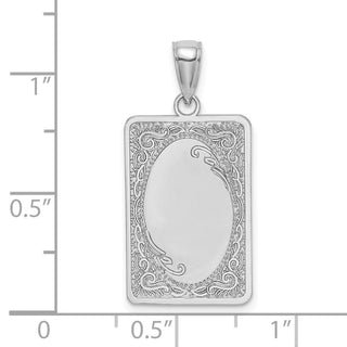 14k White Gold Rectangular Engraved Pendant