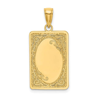 14k Yellow Gold Rectangular Engraved Pendant