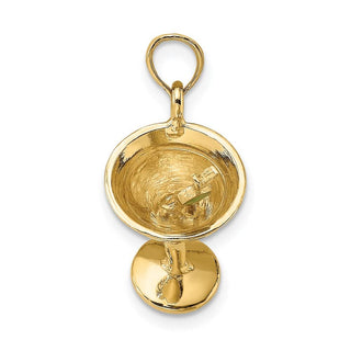 14k Yellow Gold 3-D Martini w/Olive Pendant