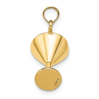 14k Yellow Gold 3-D Green Enamel Martini w/Cherry Pendant