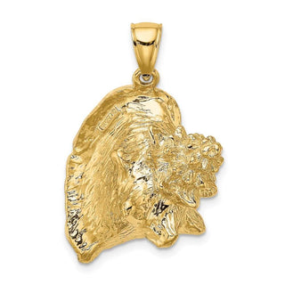 14k Yellow Gold 3-D Enamel Large Conch Shell Pendant