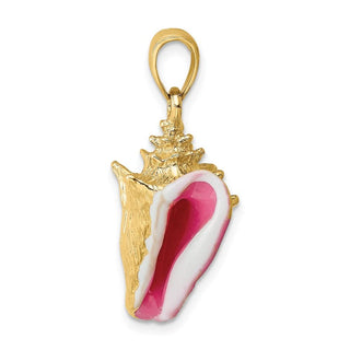14k Yellow Gold 3-D Enamel Conch Shell Pendant K6654
