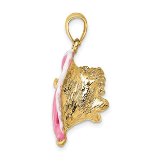14k Yellow Gold 3-D Enamel Conch Shell Pendant K6655