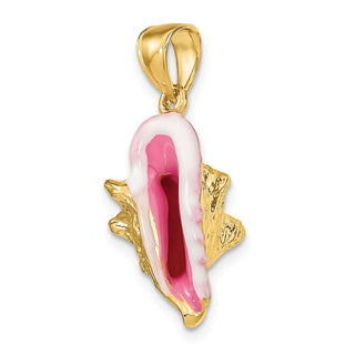 14k Yellow Gold 3-D Enamel Conch Shell Pendant K6655