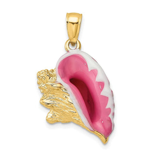 14k Yellow Gold 3-D Enamel Conch Shell Pendant K6655