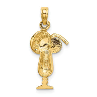 14k Yellow Gold Tropical Drink w/Multi-Colored Enamel Umbrella Pendant