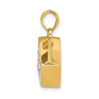 14k Yellow Gold 3-D Enameled Bag Of Popcorn Pendant