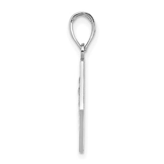14K White Gold Enameled Textured Back Caduceus Medical Disc Pendant