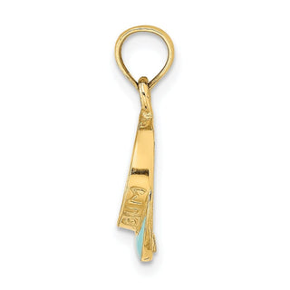 14k Yellow Gold Blue Enameled Beach Sun Visor Pendant